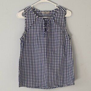 Dalia Blue Gingham Cotton Sleeveless Blouse